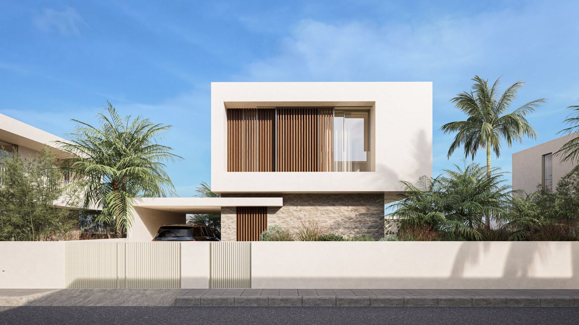 Corallia Villas Type A two-bedroom villa, street elevation