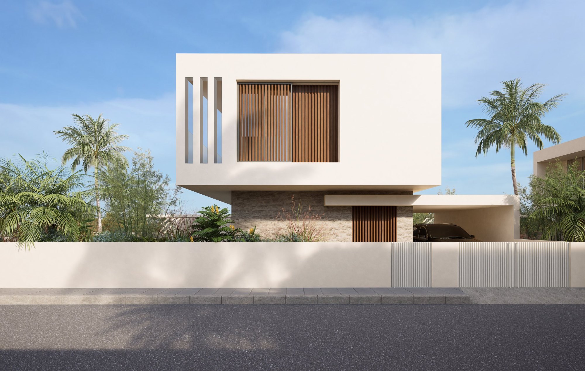 Corallia Villas Type B three-bedroom villa, street elevation