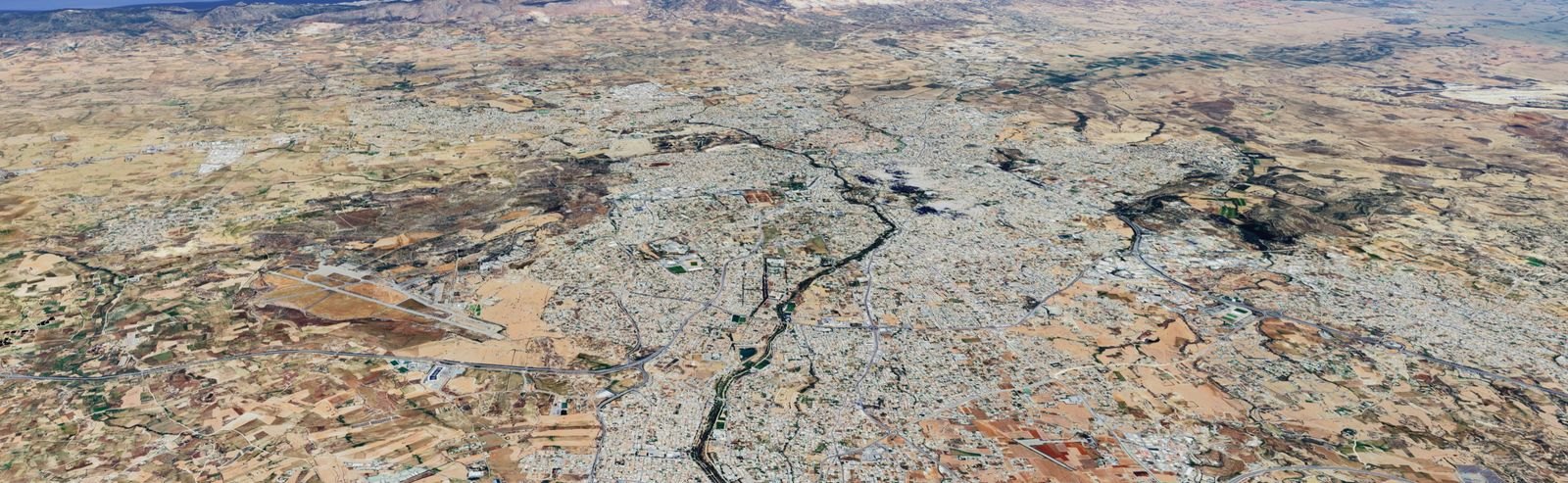 Aerial view over Nicosia, looking towards the Lakatamia district